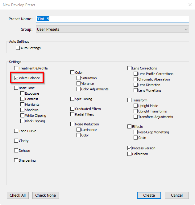 Lightroom plugin Relative adjustments White balance