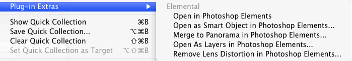 Elemental Plug-In Extras menu items