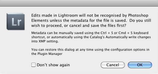 Save Metadata warning dialog