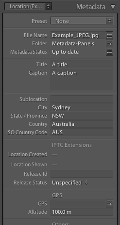 Metadata Panels Location (Extended) tagset