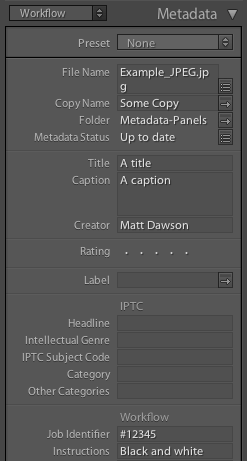 Metadata Panels Workflow tagset